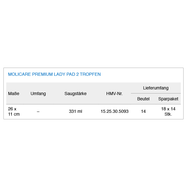 MoliCare Premium lady pad 2 Tropfen, Einlage