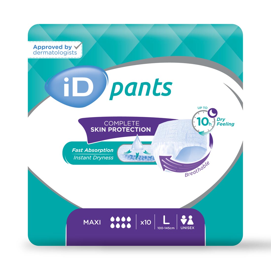 iD Pants Maxi, Windelhose Large, Sparpaket (8 x 10 Stk.)