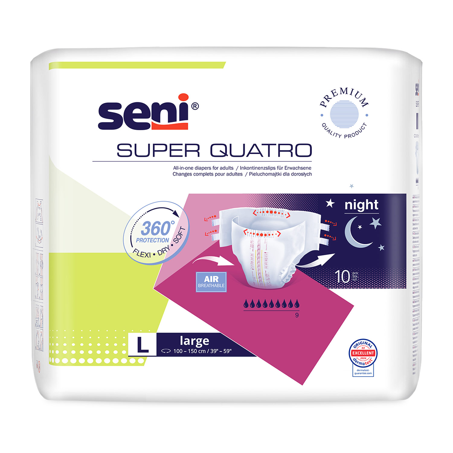Seni Super Quatro, Windeln Large Beutel (1 x 10 Stk.)