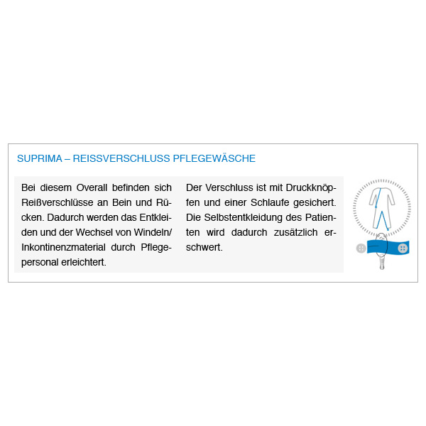 Pflegeoverall mit tiefem Rücken- und Beinreißverschluss von Suprima 4688 kornblume (blau) Xtra Xtra Large