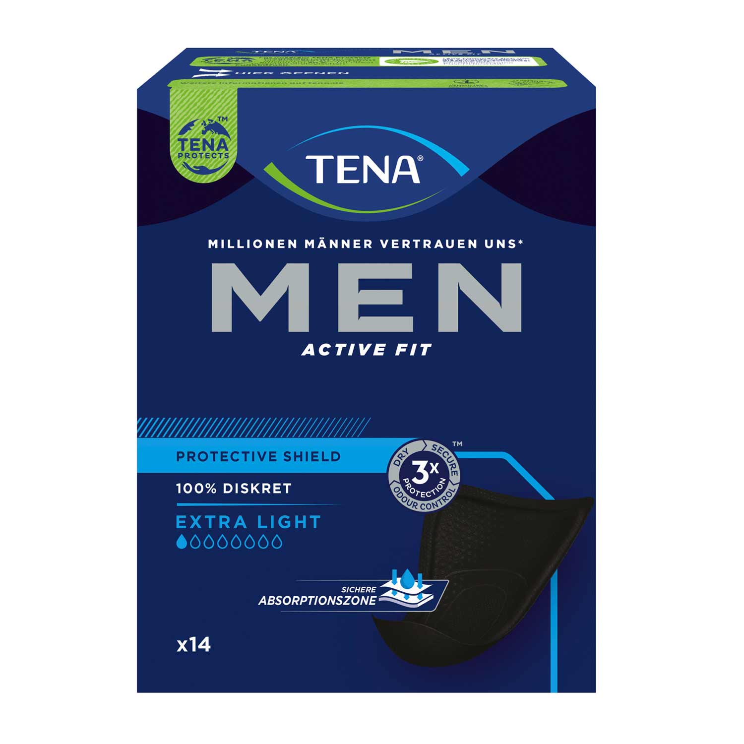 TENA Men Protective Shield Extra Light, Einlage, Beutel (1 x 14 Stk.)