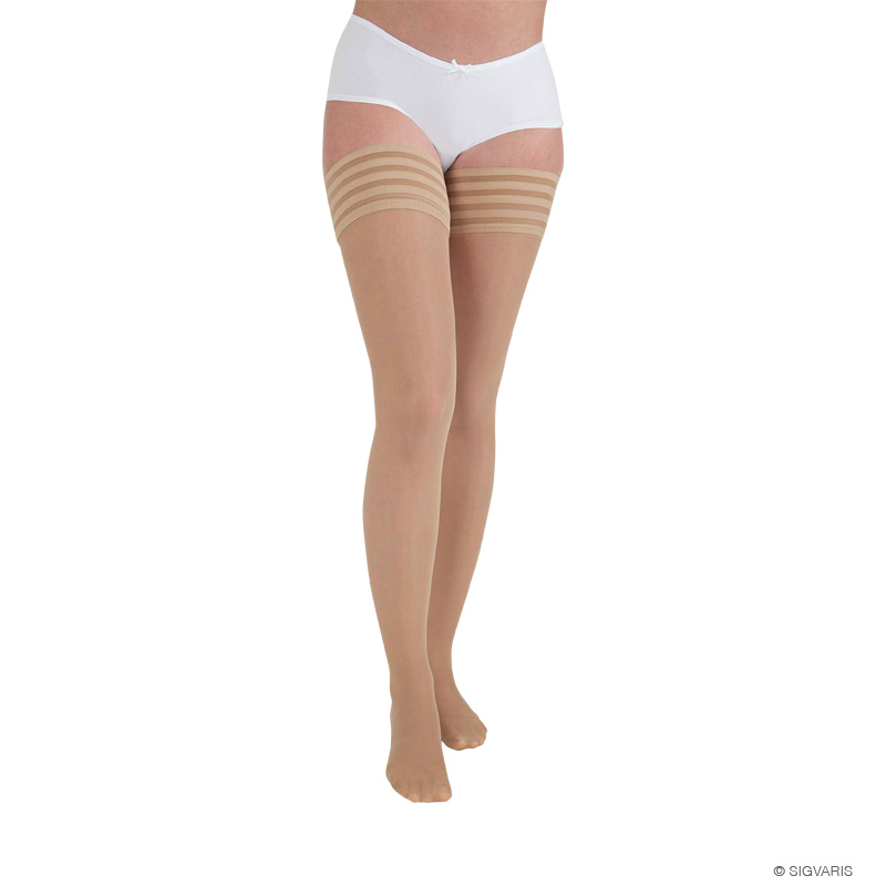 DELILAH by SIGVARIS Schenkelstrumpf A-G 140 den bronze 4 flat