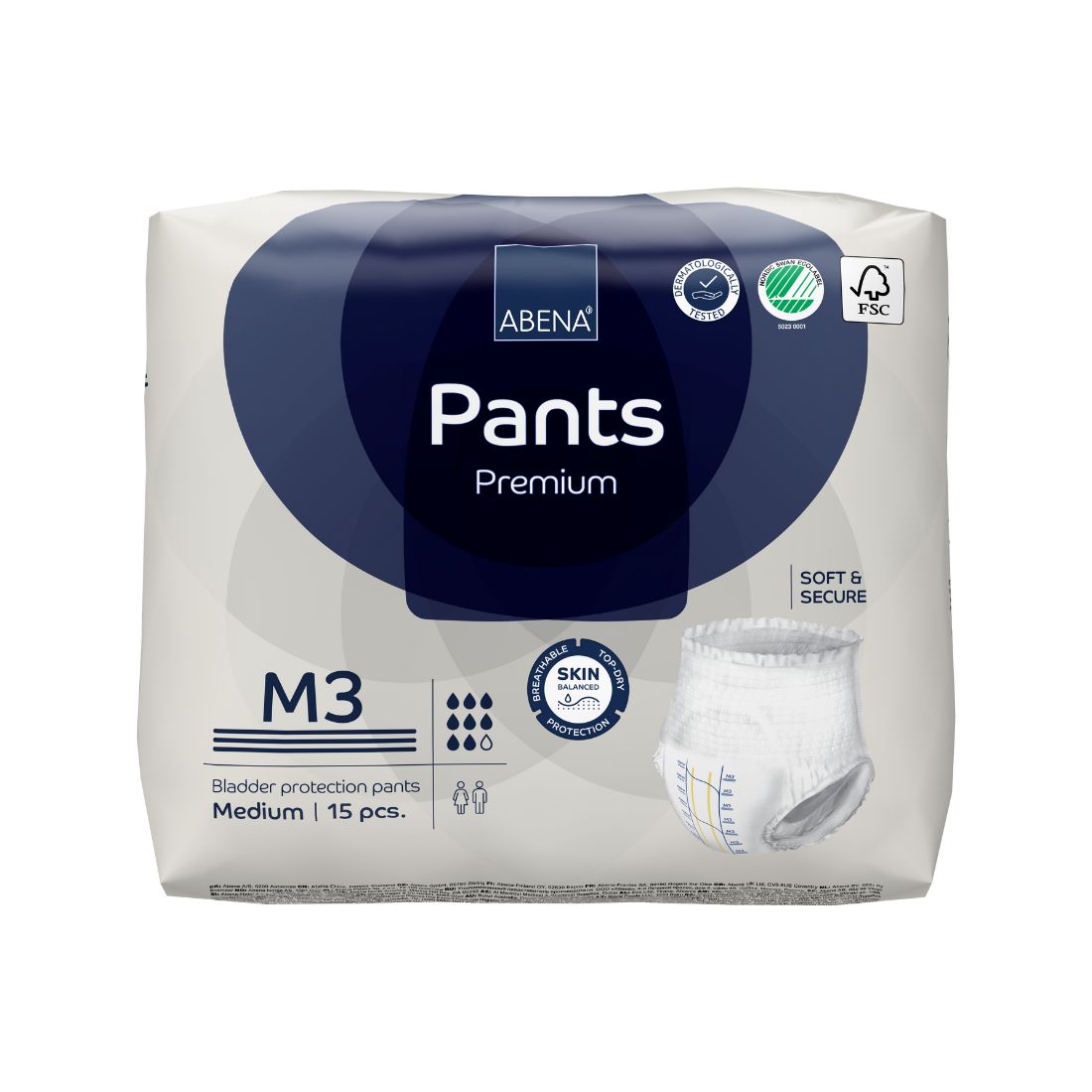 Abena Pants Premium 3, Windelhose L, Halbes Sparpaket (3 x 15 Stk.)