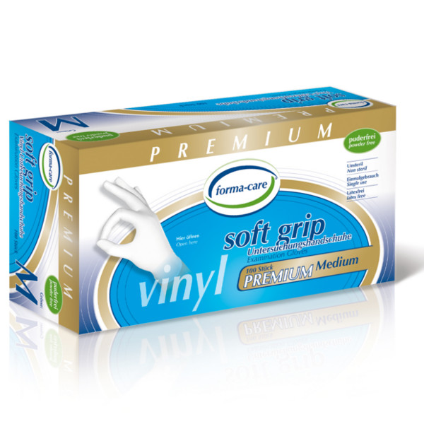 1000 forma-care soft grip Premium Vinyl-Untersuchungshandschuhe, puderfrei, S-XL