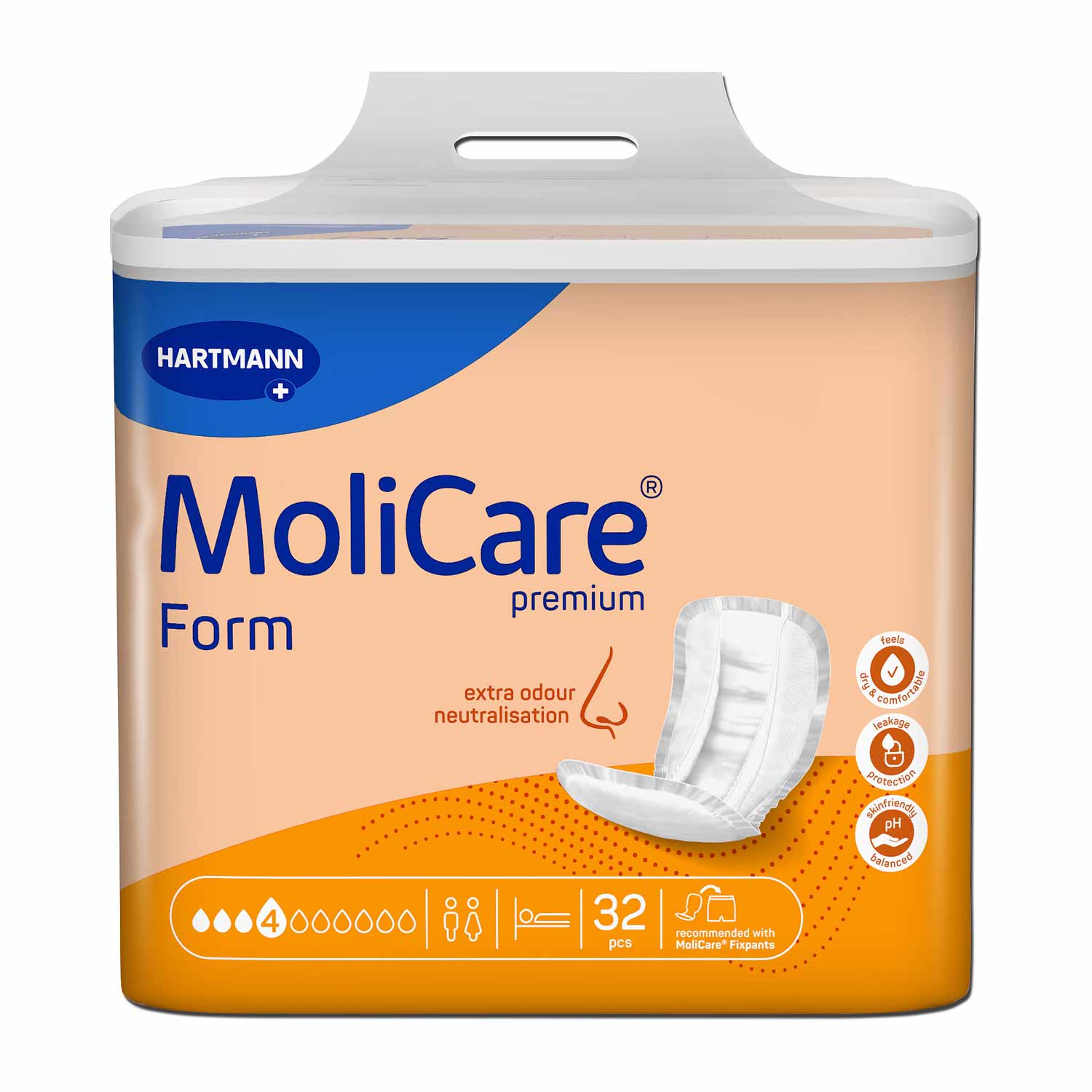 MoliCare Premium Form 4 Tropfen, Vorlage, Sparpaket (4 x 32 Stk.)