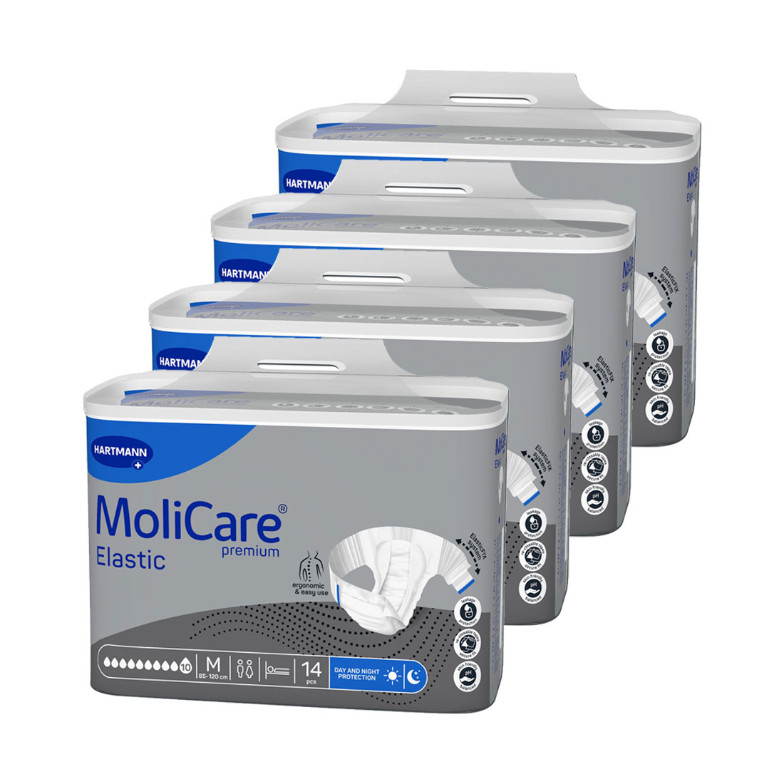 MoliCare Premium Elastic 10 Tropfen, Windel, M, Sparpaket (4 x14Stk.)