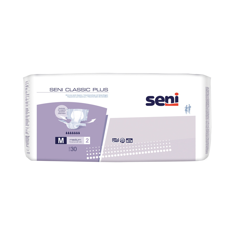 Seni Classic Plus, Windel, medium, Sparpaket (3 x 30 Stk.)