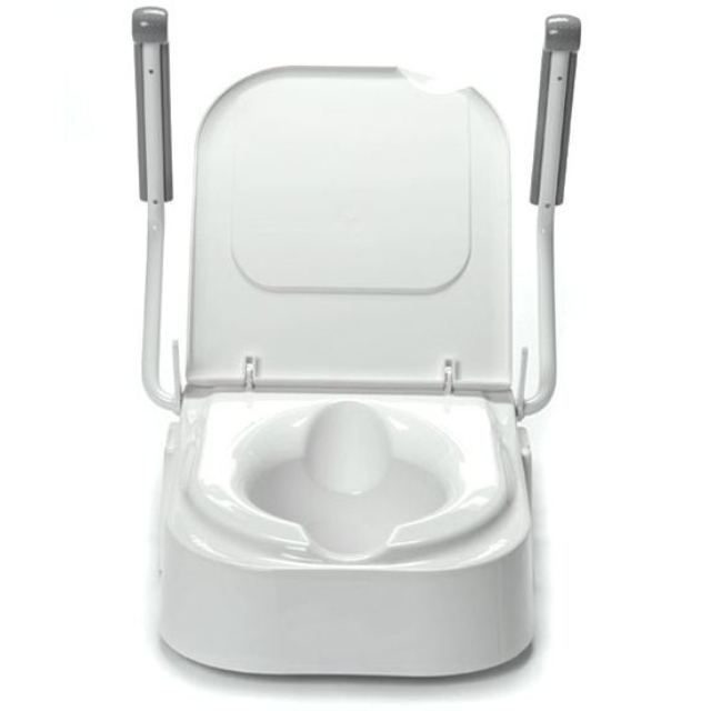 Toilettensitzerhöhung TSE 150, höhenverstellbar, mit Deckel, mit Armlehnen